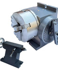 Premium 3 Jaw Chuck Indexing Head With Tailstock For Horizontal Or Vertical Use On Cnc Milling Machines, gray cast iron setup.