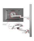 Boost Your Desk Game With This Heavy Duty Monitor Arm And Keyboard Tray Mount featuring a detailed pivot adjustment illustration.