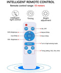 Remote control for Solar Shed Light With Dimmable Remote Control 1000 Lumen LED, showing brightness and color settings.