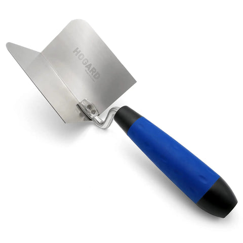 Pro Grade Inside Corner Drywall Trowel With Stainless Steel Blade And Soft Grip Handle on white background