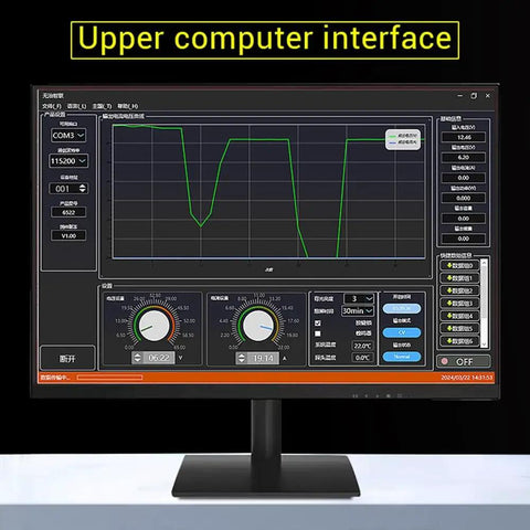 Buck Boost DC Adjustable Voltage Regulator Power Supply Module With 1.8 Inch LCD Display and software interface shown