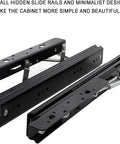 Beefy Heavy Duty Concealed Soft Close Lift Table Drawer Slides Side Mount Black Cold Rolled Steel 9.9in Long 1.87in Wide 2.02in High
