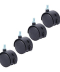 Rcniso Universal Casters Durable 360 Degree Swivel Casters for Furniture Supply 4 Pieces for Storage Cabinets, Shelving in black color.