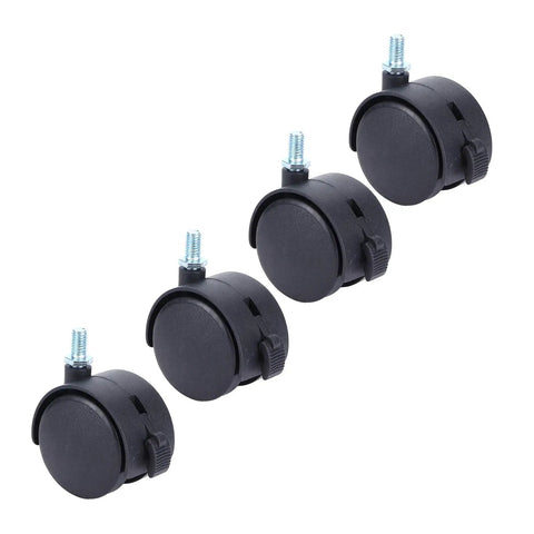 Rcniso Universal Casters Durable 360 Degree Swivel Casters for Furniture Supply 4 Pieces for Storage Cabinets, Shelving in black color.