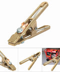 Top Tier Brass Welding Earth Clamp For 260A 300A 500A showing front view with copper attachment, designed for heavy-duty use in shipyards.
