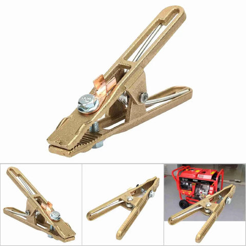 Top Tier Brass Welding Earth Clamp For 260A 300A 500A showing front view with copper attachment, designed for heavy-duty use in shipyards.