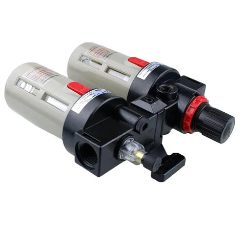 Air Compressor FRL Combo With Oil Water Separator, Filter Regulator Lubricator For One Quarter, Three Eighths, One Half Inch Inlets, All In One Air Treatment Unit