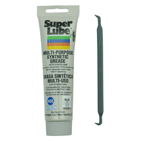 Super Lube Multi-Purpose Synthetic Grease tube with applicator tool, 3oz, NSF certified for automotive and industrial use