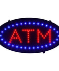 Eye Catching LED ATM Sign For Retail Bar Or Cafe Now Open Display With On Off Switch And Chain Oval 19 By 10 Inches