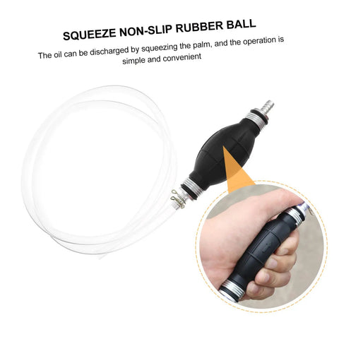 Manual Transfer Pump With One Way Siphon For Gas, Oil, Water And Fish Tank Liquids, Corrosion Resistant PVC Hand Pump, No Backflow, Easy Grab And Go Siphon For Cars, Motorcycles And Lawn Equipment, black rubber squeeze ball with clear hose