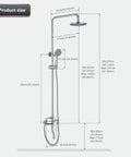 Diagram of Outdoor Shower Faucet Kit with Tub Spout and Adjustable Slide Bar Stainless Steel 8 Inch Rainfall Shower Head and Handheld