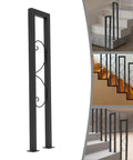 Rock Solid U Shaped Stair Handrail With Polished Stainless Steel Metal Railing And Heavy Duty Base, black finish, indoor and outdoor use.