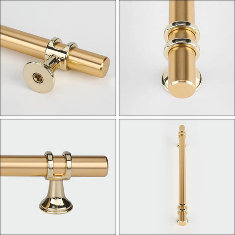 10 Pack Gold Cabinet Handles Set Brushed Brass Barrel Pulls For Kitchen And Furniture 8 Inch Center To Center Cabinet Hardware Easy Install With Two Screw Options