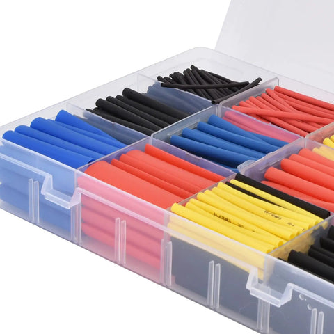 Ultimate 800 Piece Colorful Heat Shrink Tubing Kit For Electrical Maintenance And Wire Insulation With Fast Shrink Action Plus High Tensile Strength To Keep Your Wiring Safe And Secure Like A Boss Without Any Failures Or Loose Connections In Your, 800-piece PE heat shrink tubing kit in organizer case