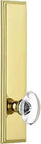 Carre Tall Plate Provence Knob Single Dummy in Lifetime Brass Finish for 84 Inch Plus Doors Solid Forged Brass Construction