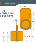 Dimensions diagram of 2-1/2 Inch Integrated Blast Gate Clog Resistant ABS Fitting For Dust Collection Systems