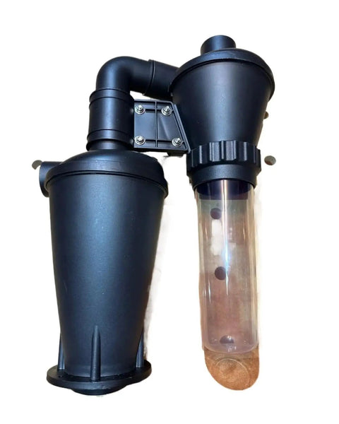 Turbocharged Dual Filtration Cyclone Dust Collector For 50mm And 2 Inch Woodworking, heavy-duty canister and dual filter tubes.