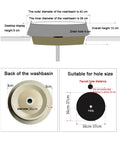 Bathroom Vessel Sink Vintage Hand Engraving Skirted Vessel, Ceramic Round Sink dimensions, drain hole details, and design features.