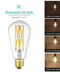 Old School Edison Style LED Bulb 10W Dimmable, 100W Equivalent, Clear Glass, Warm White 2700K, 1200Lm, E26 Base brightness settings