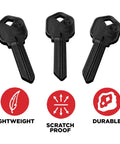 AirKey Aluminum Key Blanks 3 Pack For Kwikset Locks 75 Percent Lighter 2x Stronger Than Brass Durable Scratch Free KW1 Keys