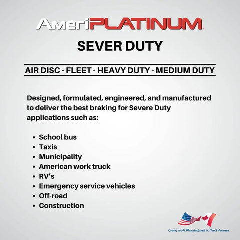 AmeriPLATINUM severe duty disc braking applications list for heavy-duty vehicles and fleet.