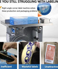 Semi Automatic Right Angle Label Applicator Machine With Microcomputer Control For High Accuracy Industrial Printing And Packaging Use Featuring 200W Power Output Efficiently Applying Fifteen To Thirty Labels Per Minute With Light Sensor Technology For showing use on various packaging.