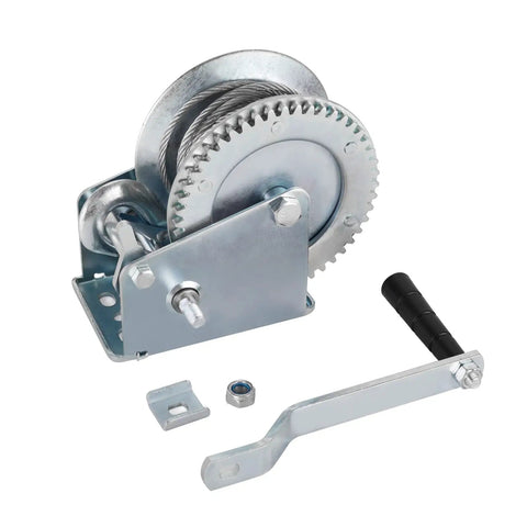Beefy Heavy Duty Hand Winch 3500 Lbs With 32 Ft Steel Wire Rope Hand Crank Winch For ATVs Boats Trailers Trucks Auto Marine 4 To 1 And 8 To 1 Gear Ratios Durable And Reliable, manual steel cable winch with handle