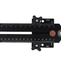 Slim Aluminum Alloy Sliding Tenon Jig For Precise Narrow Strip Cuts And Adjustable Table Saw Jig top view with measurement markings