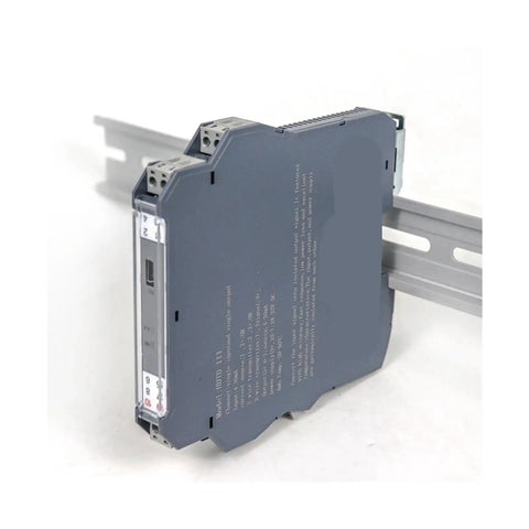 Rock Solid 220V Power Supply Signal Conditioner And 4 To 20Ma Signal Isolator Converter mounted on control rack with analog interface.