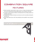 Pro Grade Steel Combination Square With Square Head 12 Inch Blade Cast Iron Body Hardened Steel Reversible Lock Bolt Scriber 4R Graduation For Quick Accurate Measurements And Durable Lifetime Use displayed with features.