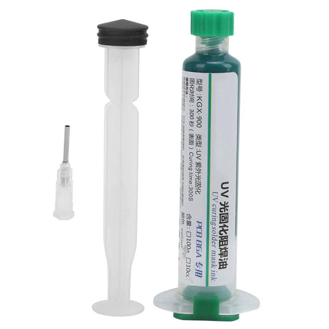 Liquid Solder Paste For Electronics, Solder Mask Ink Flux Paste With UV Light Curing, Green Solder Resist Ink with pusher and needle