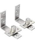 Rock Solid Stainless Steel Rotation Door Hinges Heavy Duty Pivot Adjustment Up Down For Doors And Furniture With Integrated Catch Latch System No Fuss Setup in silver finish.