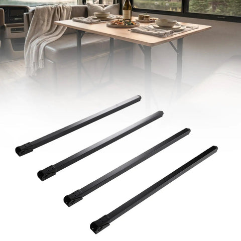 Heavy Duty Folding Table Legs 700mm Four Pack Self Locking With Multi Direction Mounting in black for RV desks