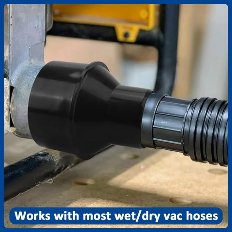 Four Inch To Two And One Half Inch Dust Collection Reducer Cone Adapter connected to machinery port