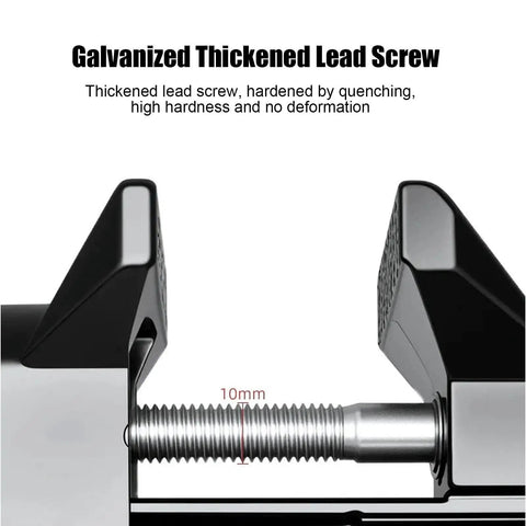 Galvanized thicken lead screw of Cool Mini Table Vise With Adjustable Clamp Jaw for secure woodworking assembly.