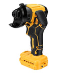 Heavy Duty Cordless Mini Circular Saw With Brushless Motor And Angle Grinder Hybrid Three Speed Settings Pulling 12000 RPM close-up showing the saw's grip and blade.