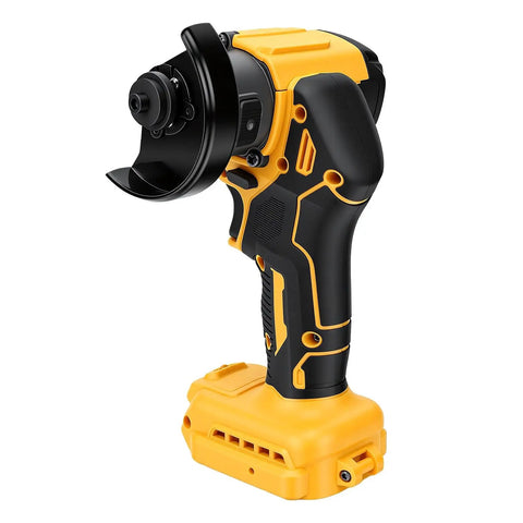 Heavy Duty Cordless Mini Circular Saw With Brushless Motor And Angle Grinder Hybrid Three Speed Settings Pulling 12000 RPM close-up showing the saw's grip and blade.