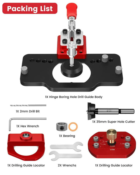 Concealed Hinge Jig For Cabinet Doors 35mm Metal Pro Grade DIY Woodworking Tool Kit with drill bit and accessories