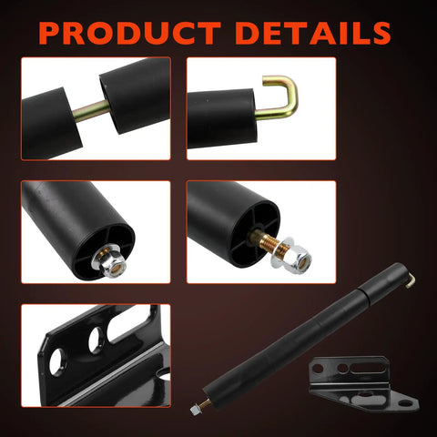 Product details of Premium Lawn Striping Kit for 50-60 Inch Zero-Turn Mowers with close-up components and mounting bracket.