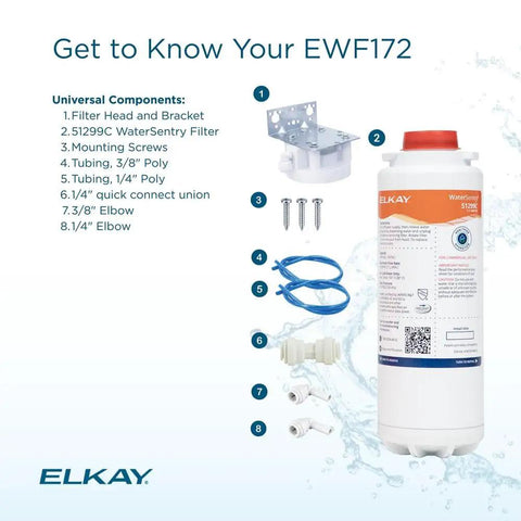 WaterSentry VII Universal Filter Kit For Bottle Filling Stations Turns Any Nonfiltered Cooler Or Fountain Into Clean Filtered Water No Fuss SpaceSaving Compact Design QuickDisconnect One Quarter Turn Filters With Automatic Shutoff components displayed against white background