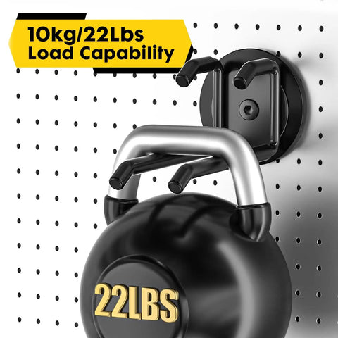 Heavy Duty Magnetic Hooks 4 Pack No Drill Mount On Iron Surfaces With 22-Pound Load Capacity Garage Tool Organizer For Ladders
