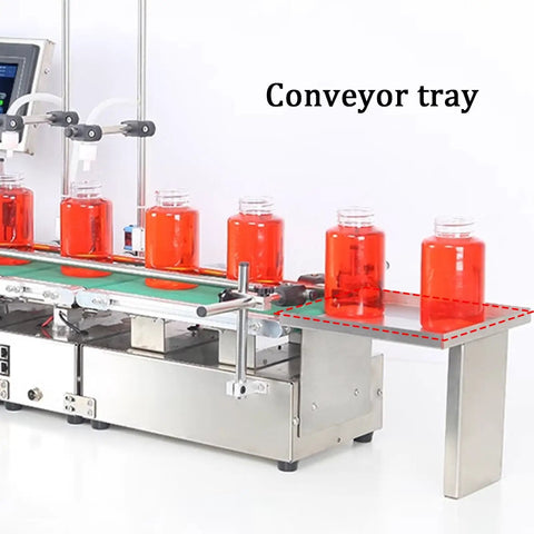 Heavy Duty Double Head Liquid Filling Machine With Belt Conveyor And Digital Control Built Different For Perfume Oil And Juice Bottling Operations with jars on conveyor