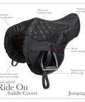 ProKit Ride On Dressage Saddle Cover with Silicone Grip Seat, waterproof 3000mm outer, plush fleece lining, black