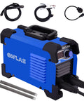 Blue 180 Amp Stick Arc Welder Dual Voltage 110 220 Volt Inverter Welder with cables and electrodes visible.