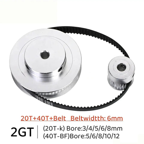 Check Out This Sweet 1 Pc 2 GT Timing Pulley Kit For Your 3D Printer Setup Featuring 20T And 40T Gears That Give A Cool 2 To 1 Speed Reduction With Smooth 6mm Belt Motion And Multi Bore Options Ranging From 3Mm Up To 12Mm To Fit Just Right Without. 2GT aluminum alloy timing pulley kit with 20T and 40T pulleys, 6mm belt, for 3D printer speed reduction