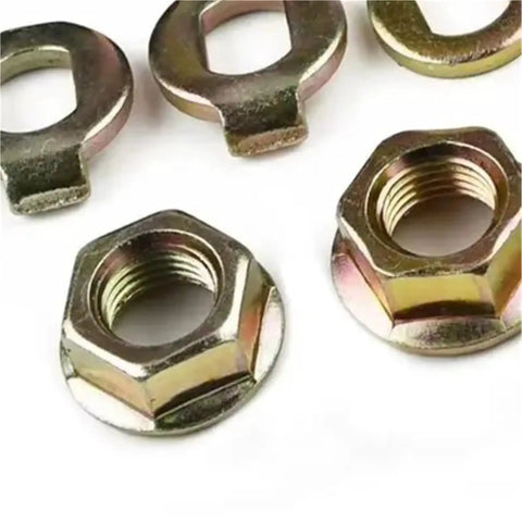 Close-up of Dope Three Pack Bike Axle Nut Set For E Bike Hub Motors M12 M14 Lock Nut With Washer Spacer And Cover