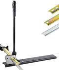 Manual DIN Rail Cutter With Anti Slip Handle And 50cm Ruler, cutting 35mm steel/aluminum DIN rails, double hole tool, black finish.