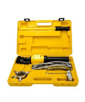 Pro Grade Hydraulic Gear Puller With Heavy Duty Wheel Bearing Separator In 5 10 15 20 Ton Sizes For Smooth Hub Removal and Zero Sweat Garage Jobs in a yellow case.