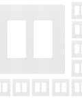 2-Gang Screwless Decorator Wall Plate With Child Safe Outlet Covers, Ultra Durable Unbreakable Polycarbonate Thermoplastic, Glossy White Finish, 4.68 H X 4.73 L Inches, UL94 V2 Rating, Heat Resistant, 10 Pack