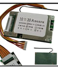 Rock Solid 10S 30A BMS Protection Board For 36V Lithium 18650 Cells with wiring and copper connectors for motorcycles and scooters.